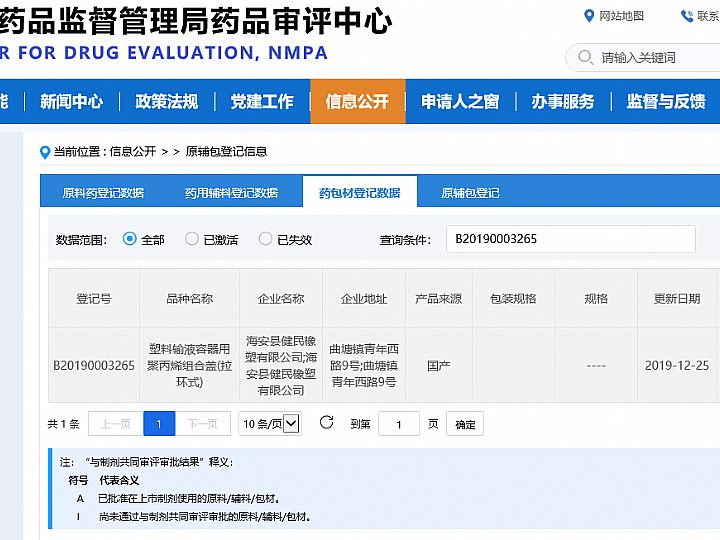 塑料输液容器用聚丙烯组合盖(拉环式) 信息公示